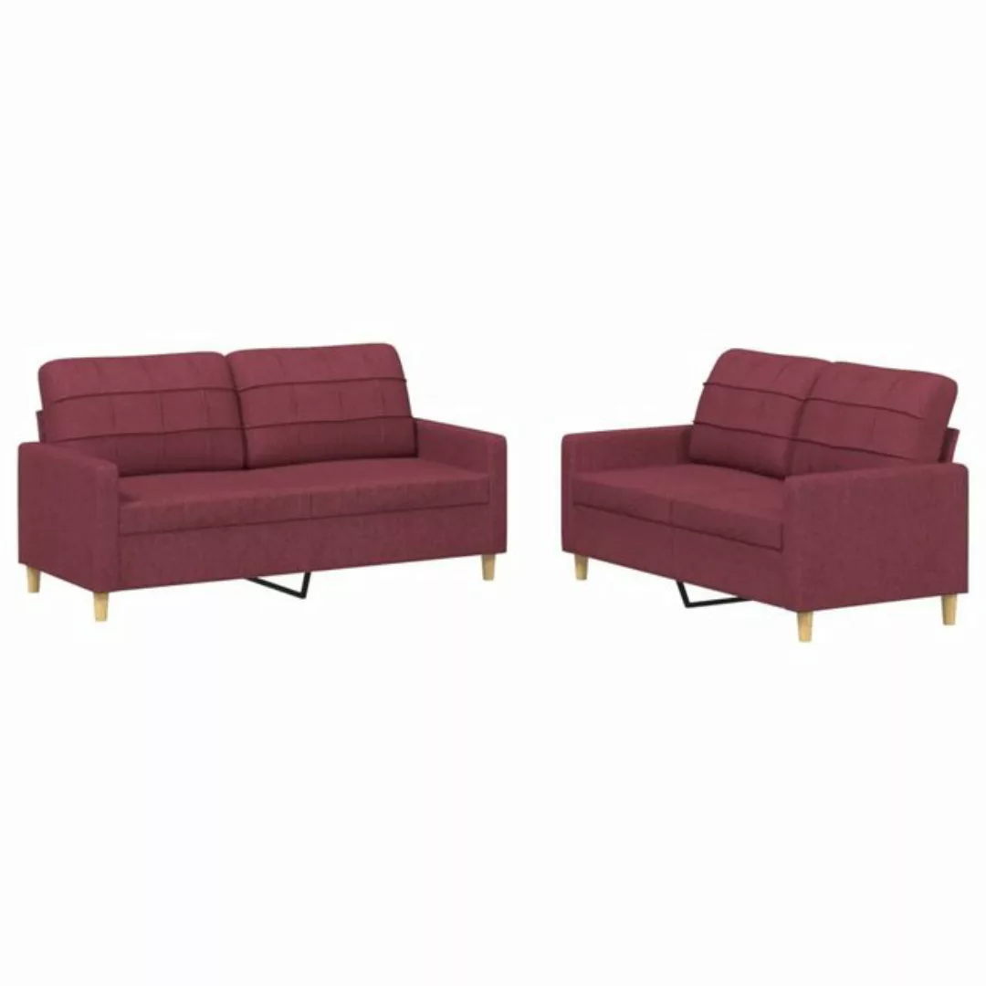 vidaXL Sofa Sofagarnitur mit Kissen Stoff, Standard, Rot günstig online kaufen