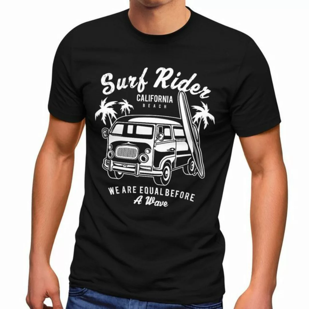 Neverless Print-Shirt Herren T-Shirt Bus Surfing Retro Slim Fit mit Print günstig online kaufen