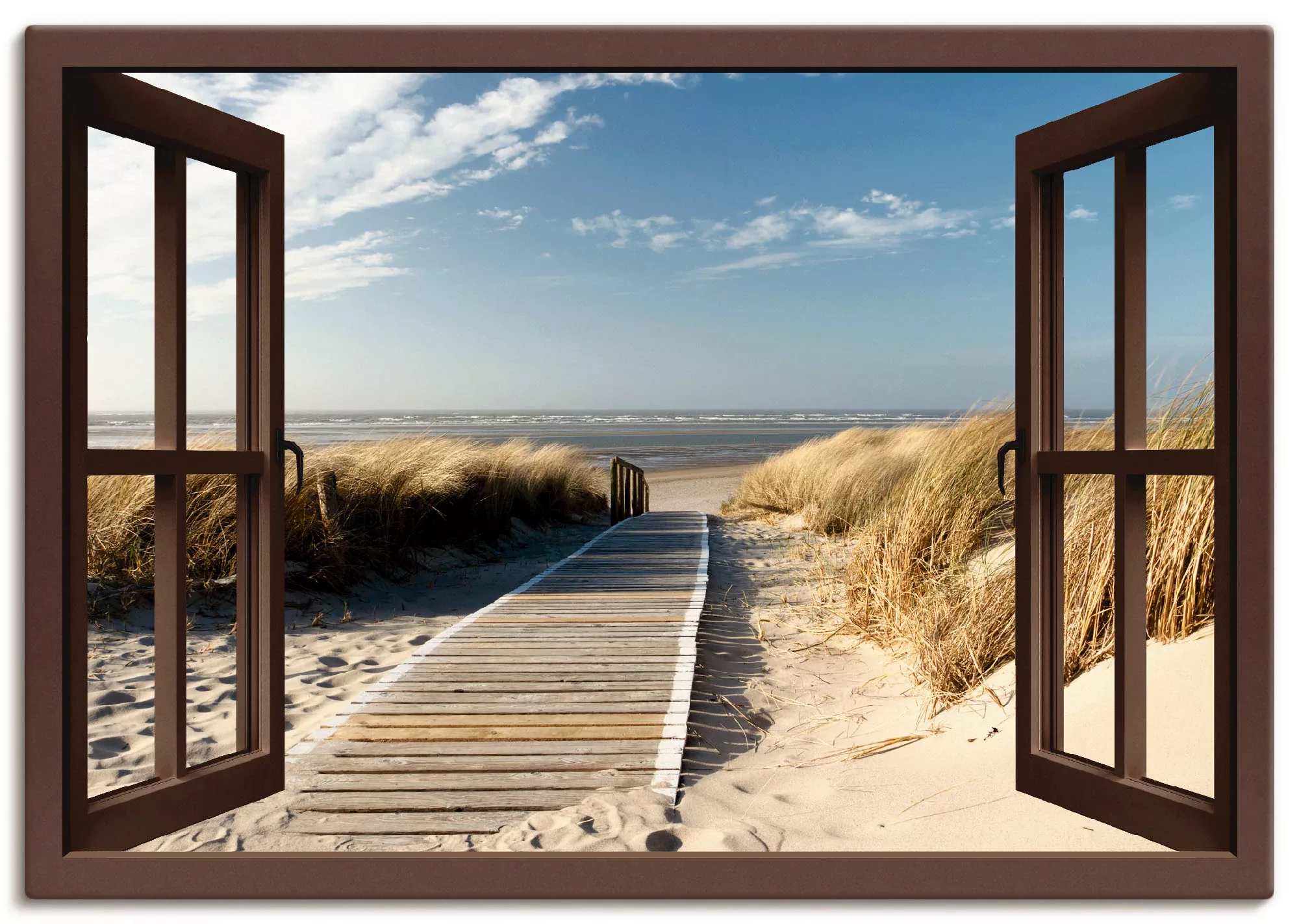 Artland Wandbild "Fensterblick Nordseestrand auf Langeoog", Fensterblick, ( günstig online kaufen