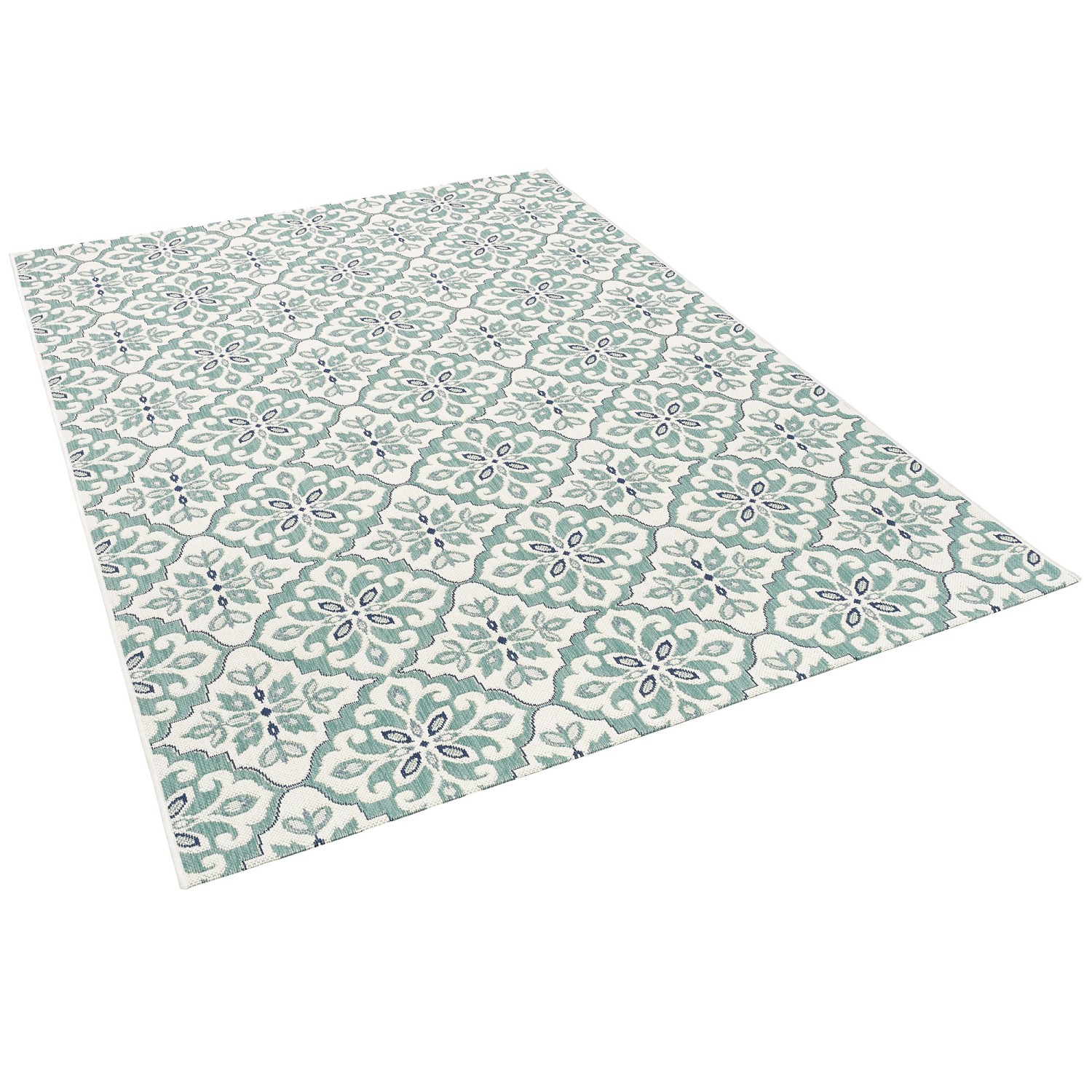 Pergamon In & Outdoor Teppich Carpetto Fliesenoptik Mintgrün 80x150cm günstig online kaufen