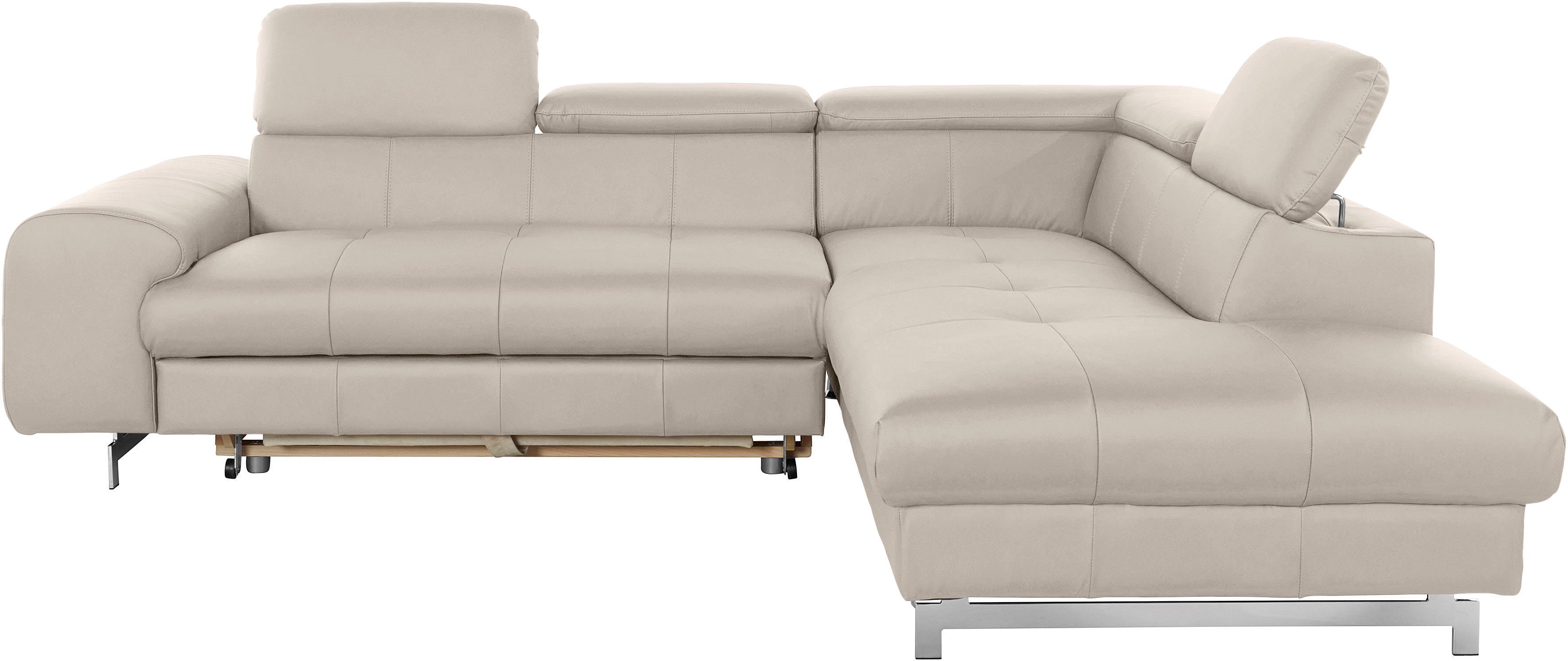 COTTA Ecksofa "Chef L-Form", mit Kopfteilverstellung, edle Metallkufen, wah günstig online kaufen