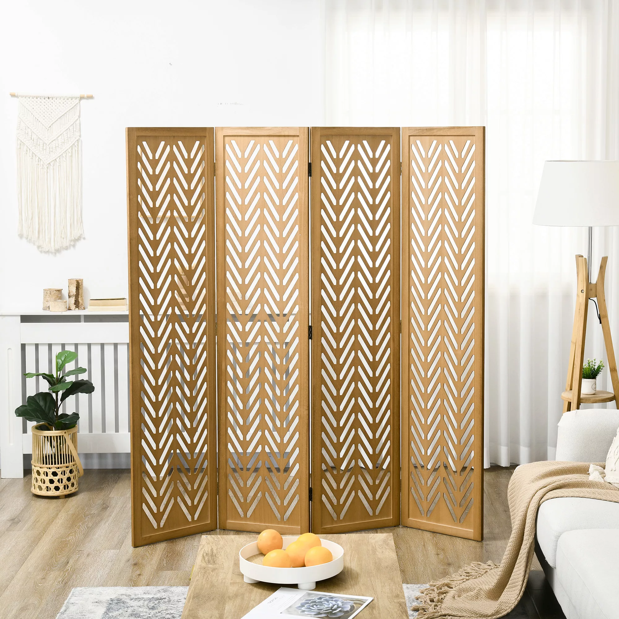 HOMCOM Paravent aus durchbrochenem Holz, faltbarer Innenraum-Trennwand, 4 P günstig online kaufen