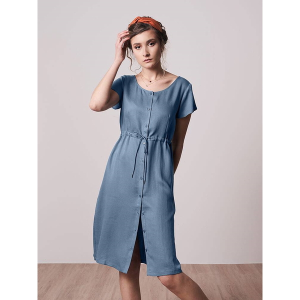 Light-breeze Buttoned Lyocell (Tencel) Kleid Blau günstig online kaufen