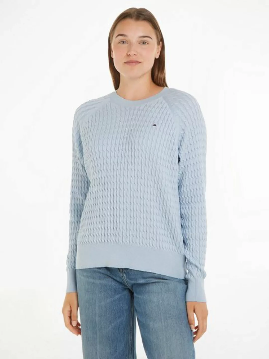 Tommy Hilfiger Rundhalspullover CO CABLE C-NK SWEATER mit Allover Zopfmuste günstig online kaufen