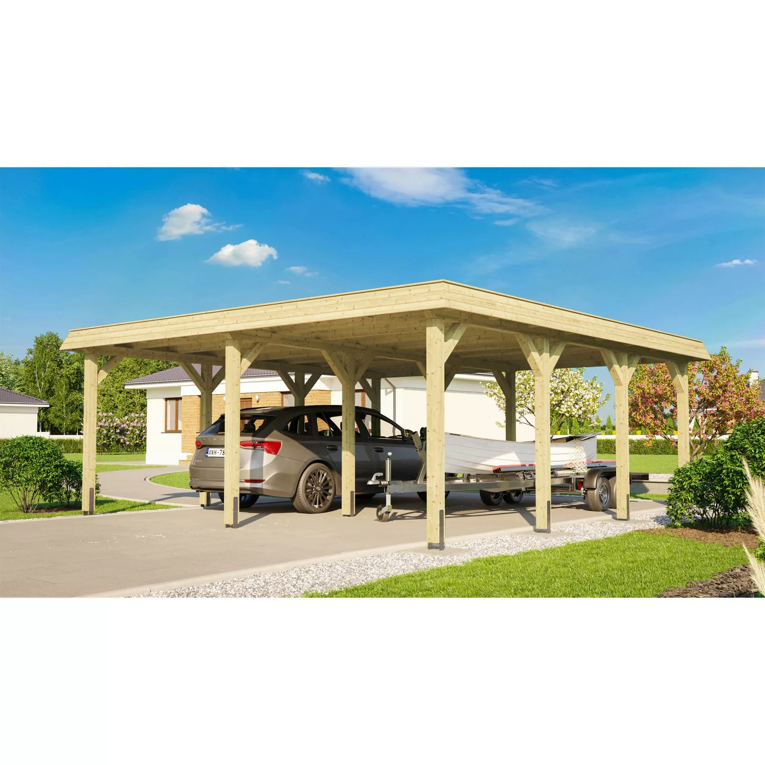 Weka Doppelcarport 615 mit Flachdach  Gr.1  576 cm x 591 cm günstig online kaufen