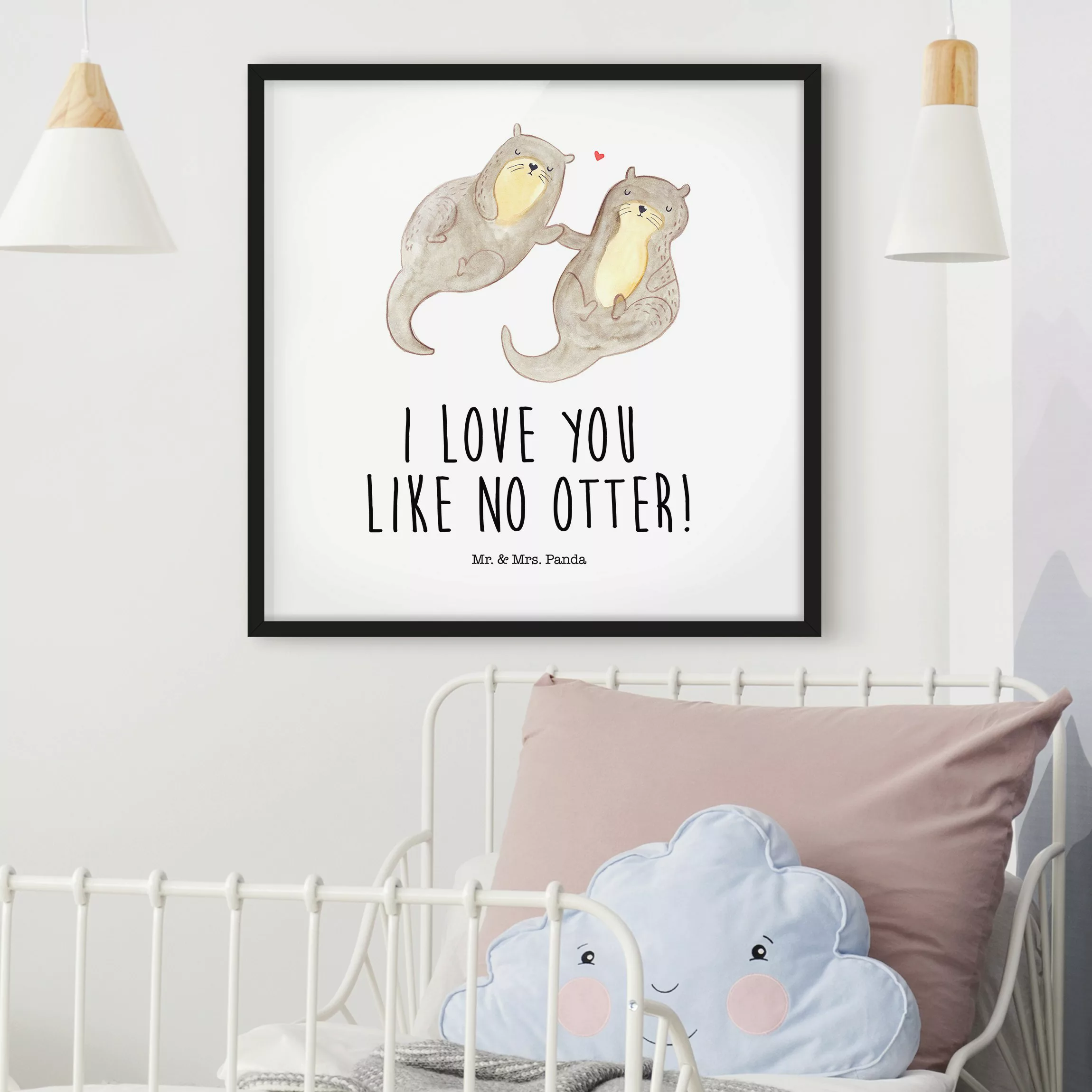 Bild mit Rahmen Mr. & Mrs. Panda - Otter - I Love You günstig online kaufen