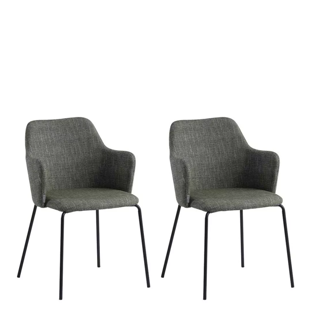 Polsterstuhl aus Strukturstoff Gestell aus Metall (2er Set) günstig online kaufen