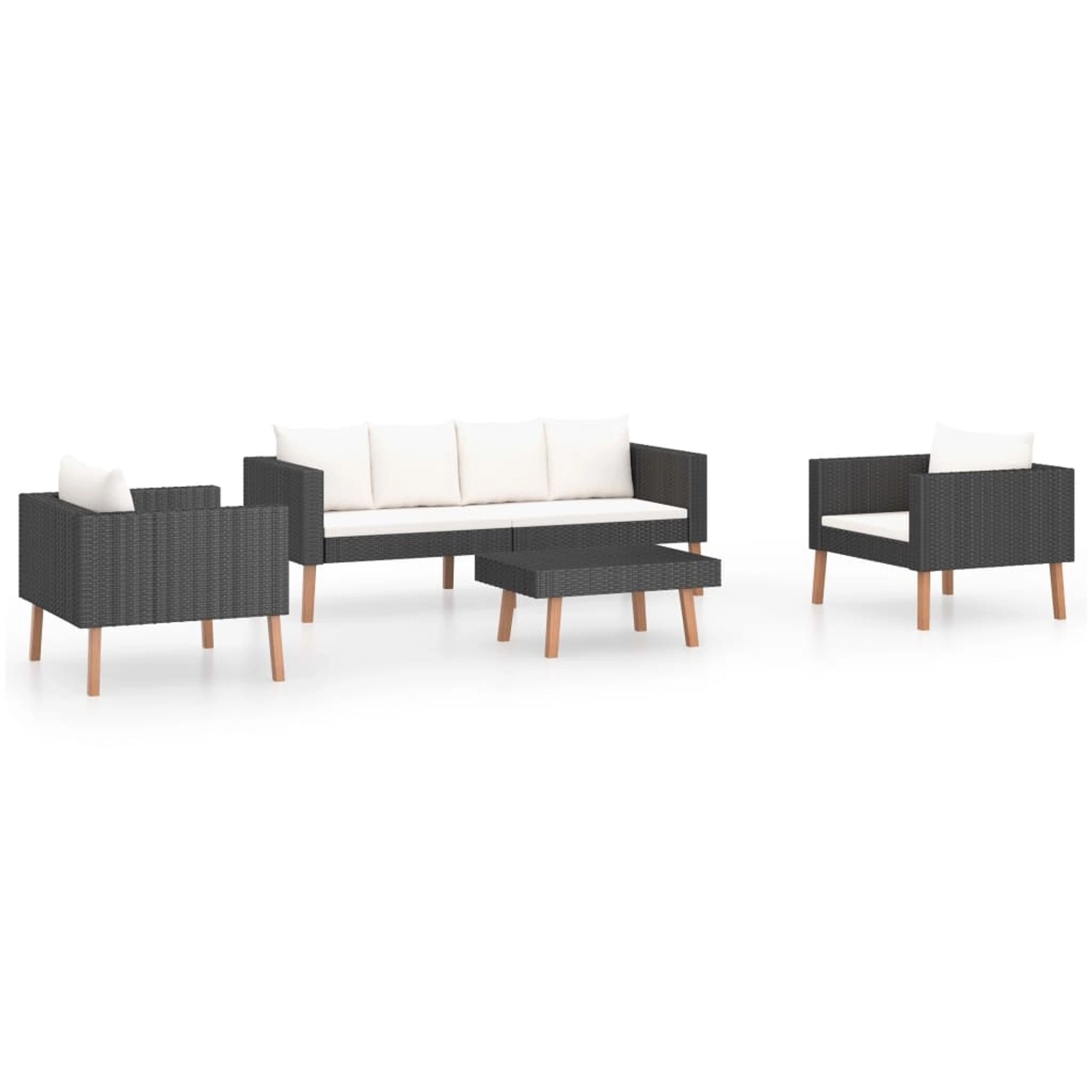 4-tlg. Garten-lounge-set Mit Auflagen Poly Rattan Schwarz günstig online kaufen