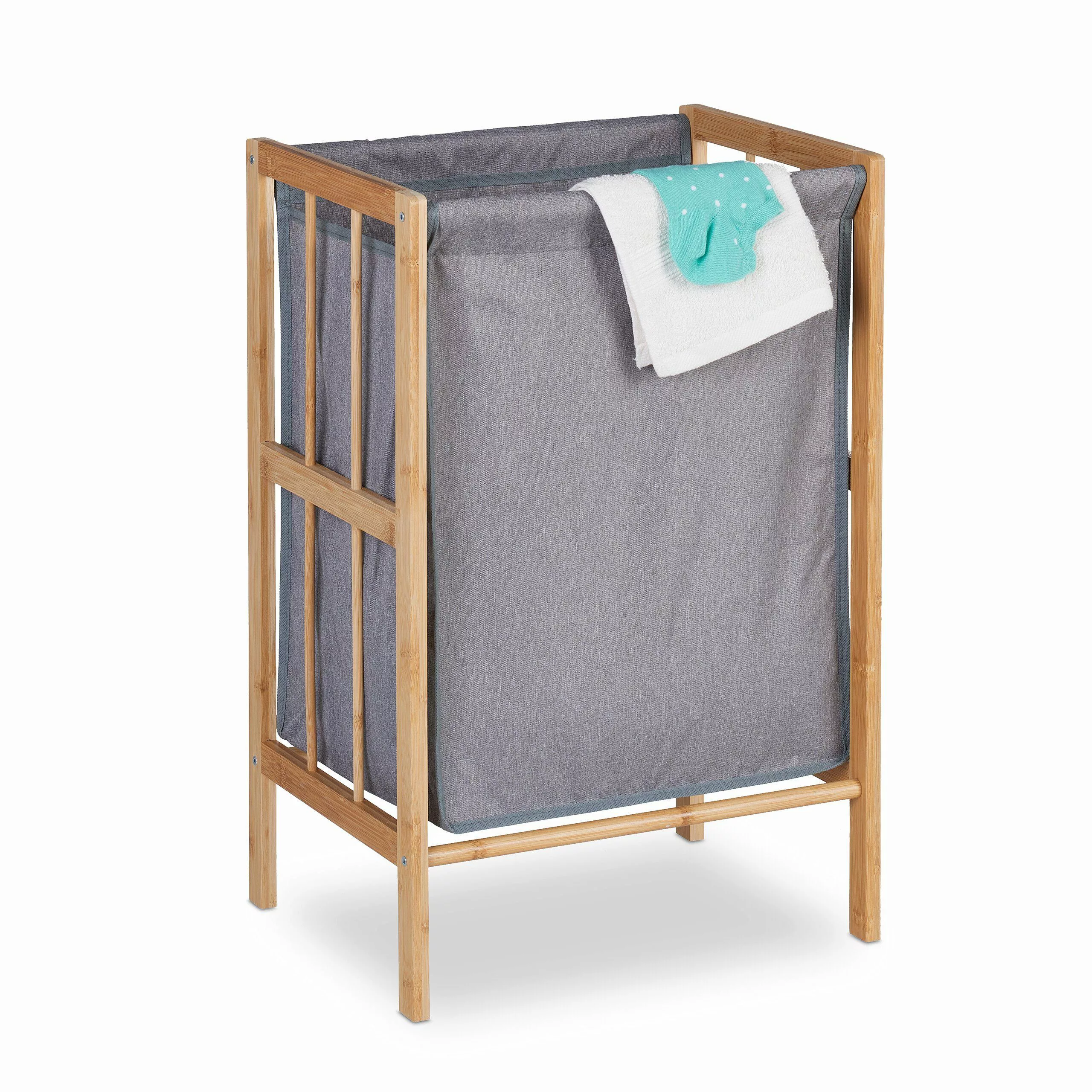 relaxdays Wäschekorb mit Bambusgestell günstig online kaufen