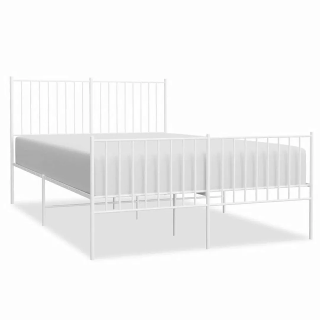 furnicato Bett Bettgestell mit Kopf- und Fußteil Metall Weiß 140x190 cm günstig online kaufen