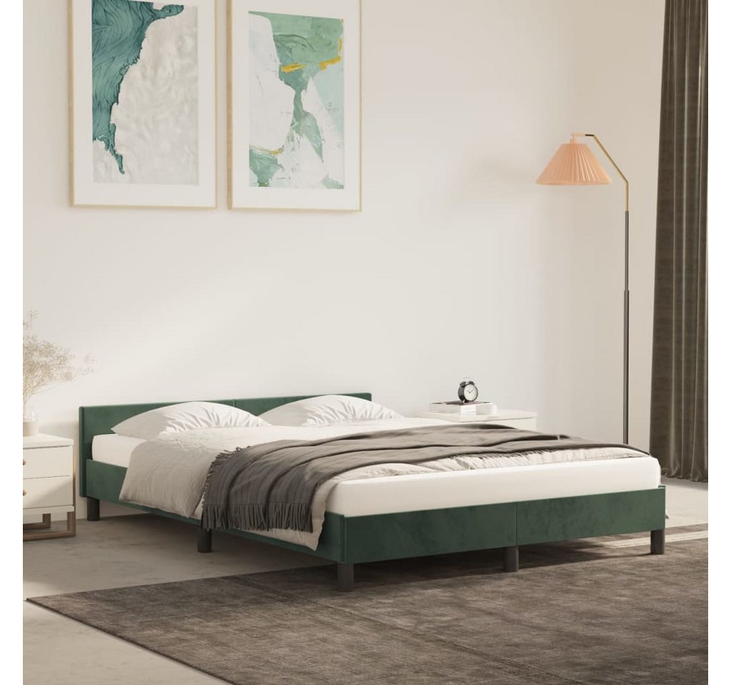 furnicato Bett Bettgestell mit Kopfteil Dunkelgrün 140x190 cm Samt günstig online kaufen