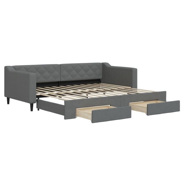 vidaXL Bett Tagesbett Ausziehbar mit Schubladen Dunkelgrau 90x200 cm Stoff günstig online kaufen