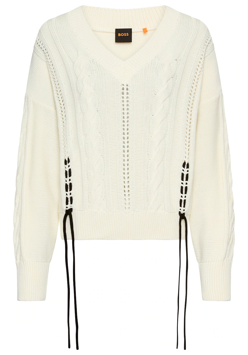 BOSS ORANGE Strickpullover "Fangallo Premium Damenmode", mit Kordel-Details günstig online kaufen
