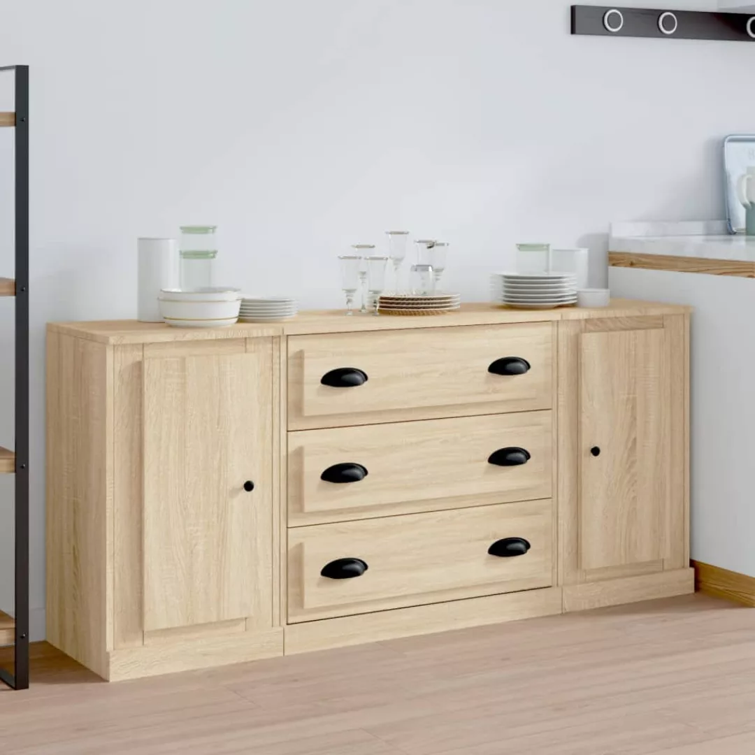 Vidaxl Sideboards 3 Stk. Sonoma-eiche Holzwerkstoff günstig online kaufen