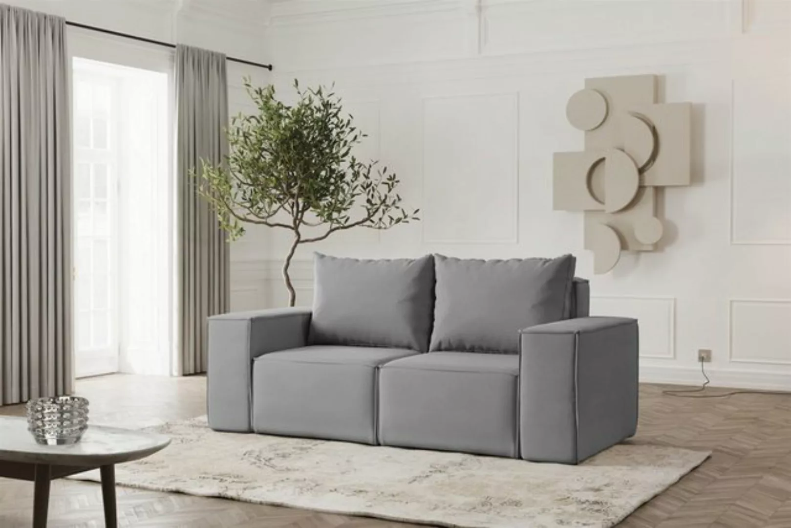 Fun Möbel 2-Sitzer Sofa Designersofa ESTELLE 2-Sitzer in Stoff, Rücken echt günstig online kaufen