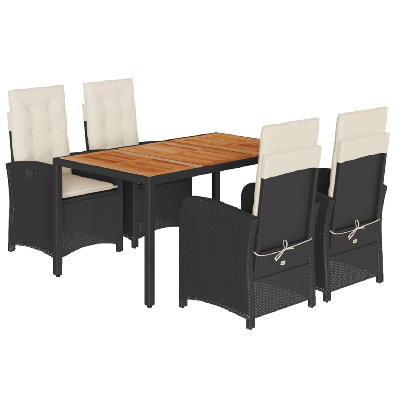 vidaXL 5-Tlg Garten-Essgruppe mit Kissen Schwarz Poly Rattan 3212224 günstig online kaufen