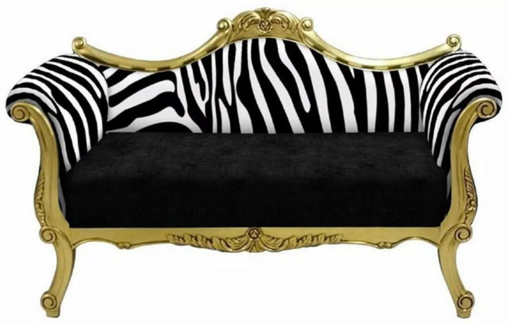 Casa Padrino Sofa Barock Sofa mit Zebra Muster Schwarz / Weiß / Gold - Hand günstig online kaufen