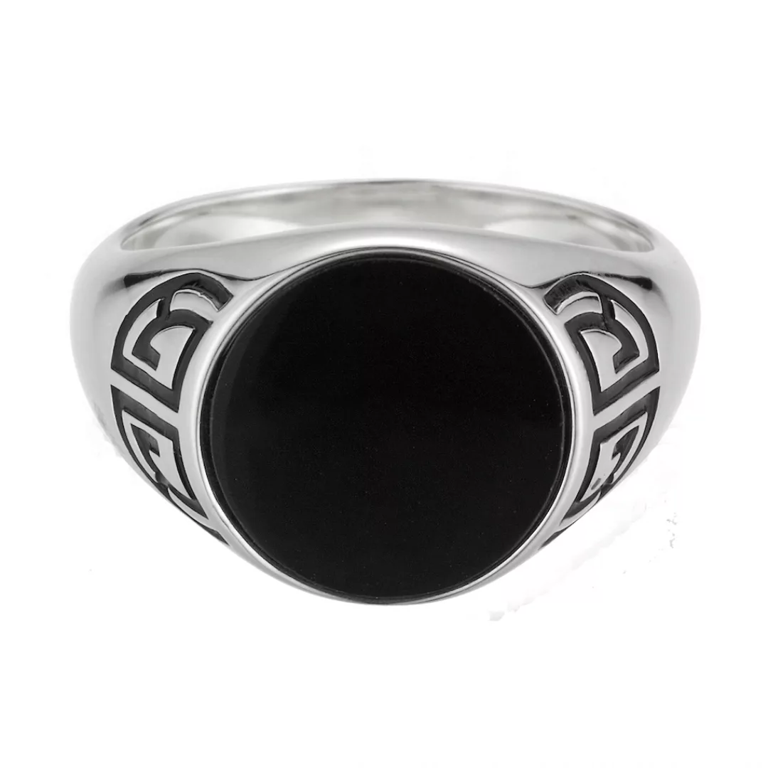 CAÏ Fingerring "925 Silber rhodiniert Onyx Asien Motiv" günstig online kaufen