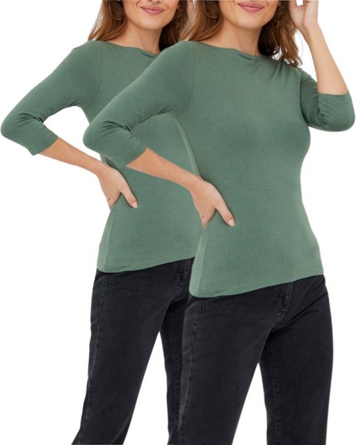 Vero Moda 3/4-Arm-Shirt (Set, 2er-Pack) in Unifarbe günstig online kaufen