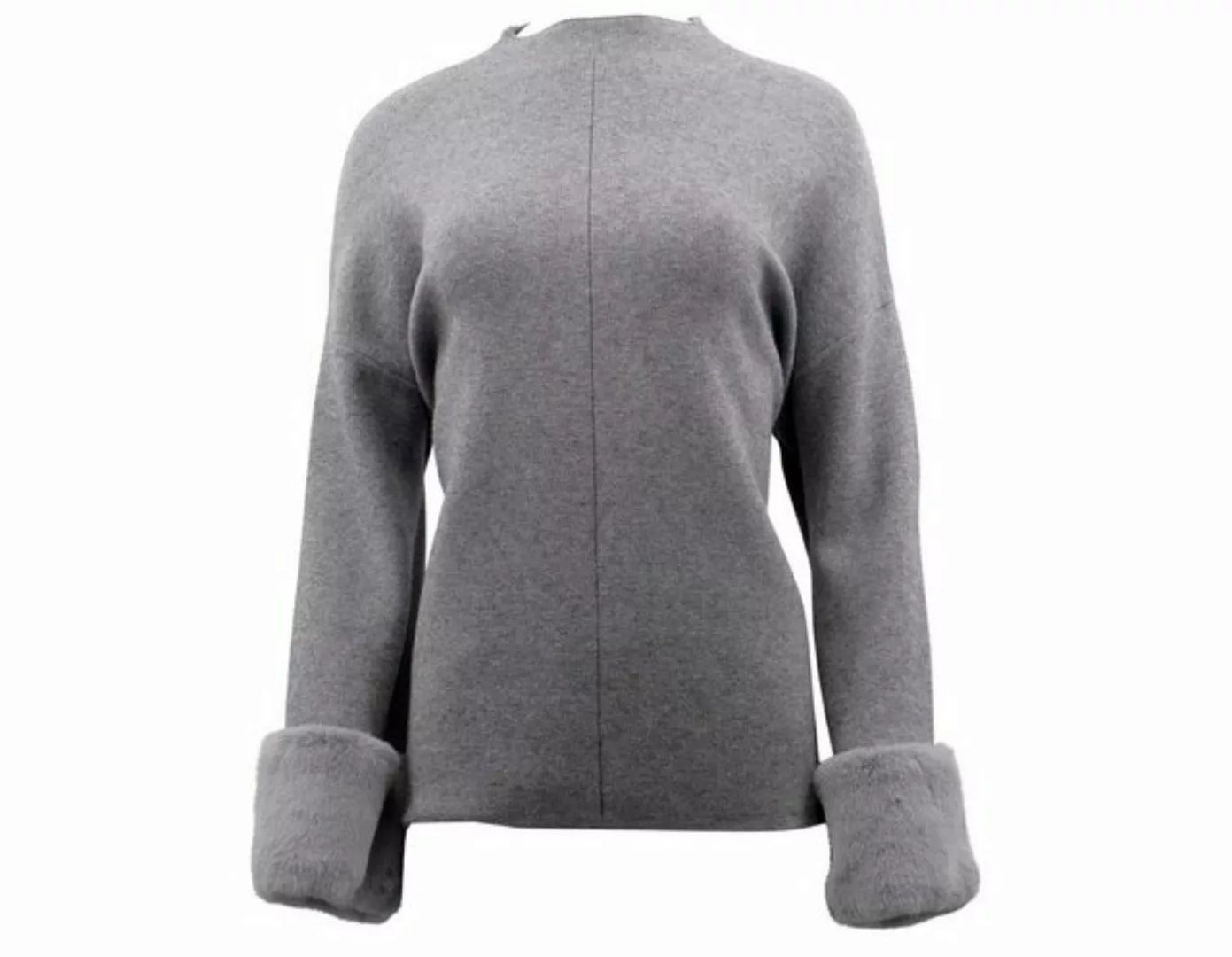 Passioni Strickpullover Pullover mit Fellbesatz günstig online kaufen