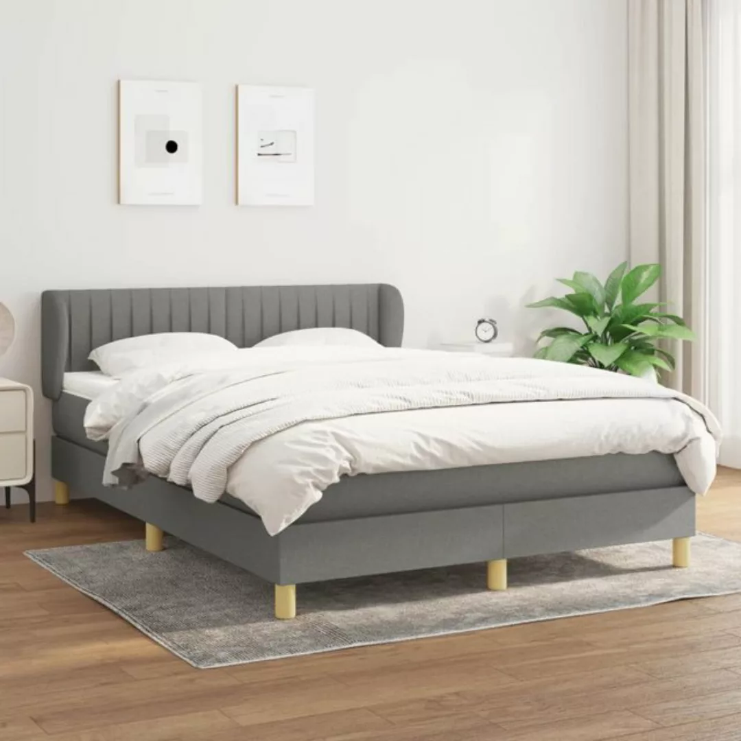 vidaXL Bettgestell Boxspringbett mit Matratze Hellgrau 140x200 cm Stoff Bet günstig online kaufen