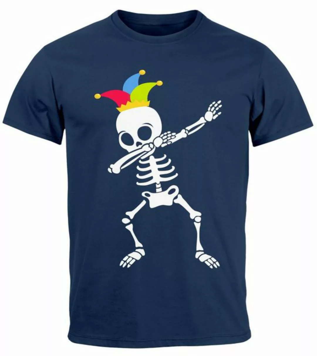 MoonWorks Print-Shirt Herren T-Shirt Fasching Karneval Dabbing Skelett Kost günstig online kaufen