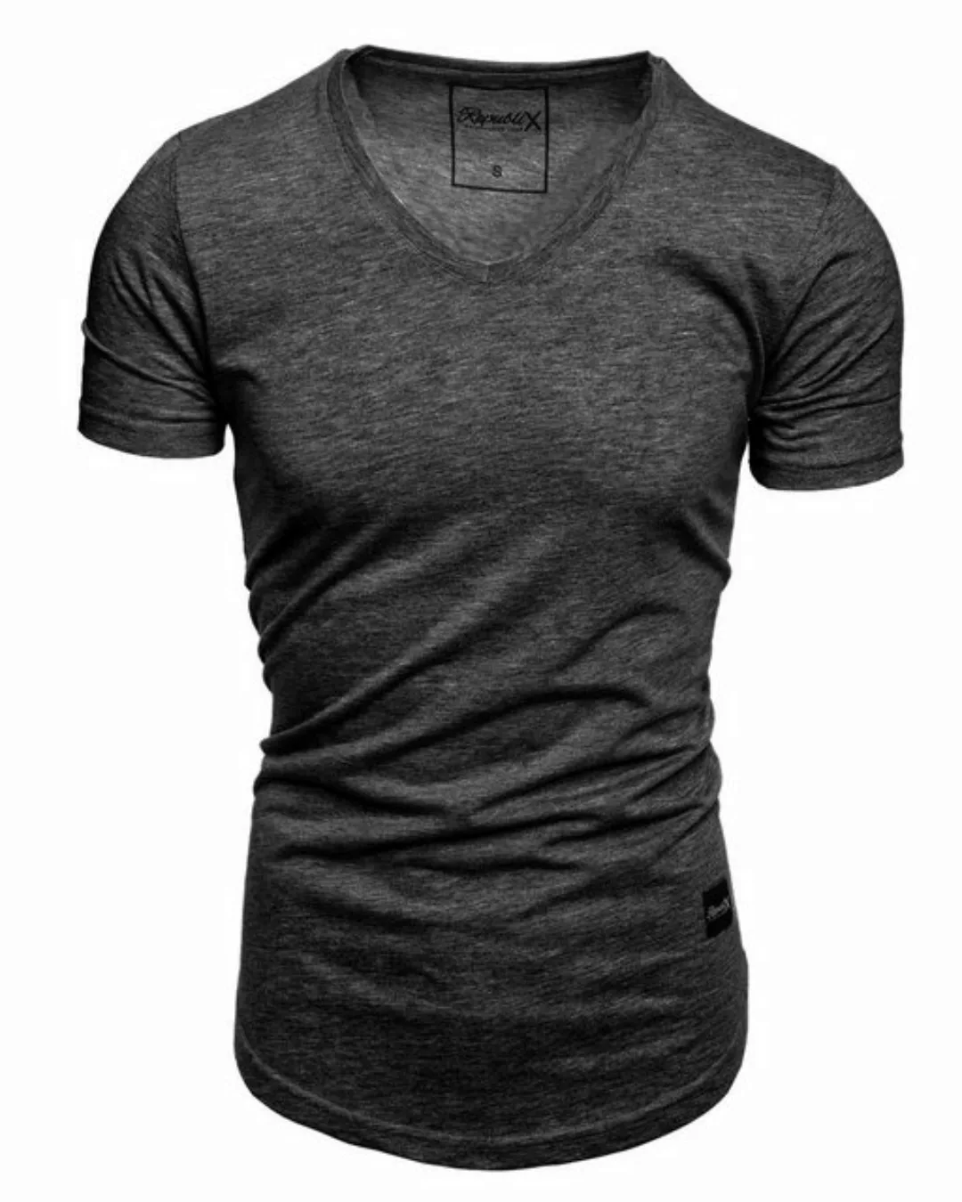 REPUBLIX T-Shirt BRANDON Herren Oversize Basic Shirt mit V-Ausschnitt günstig online kaufen