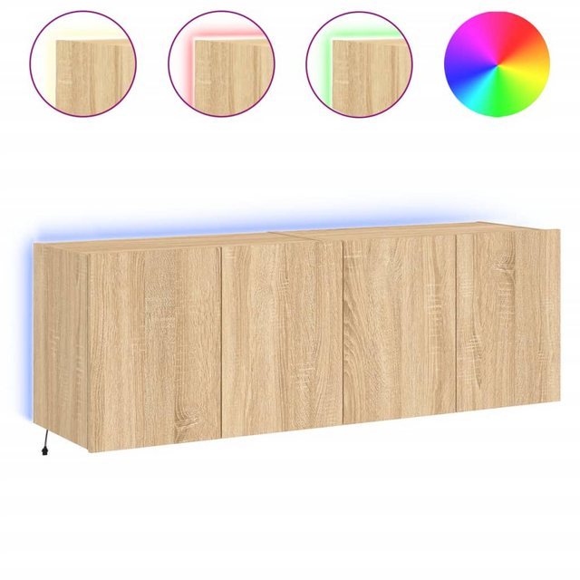 vidaXL TV-Schrank 2tlg TV Lowboard Hängeschrank Wandschrank mit LED Leuchte günstig online kaufen