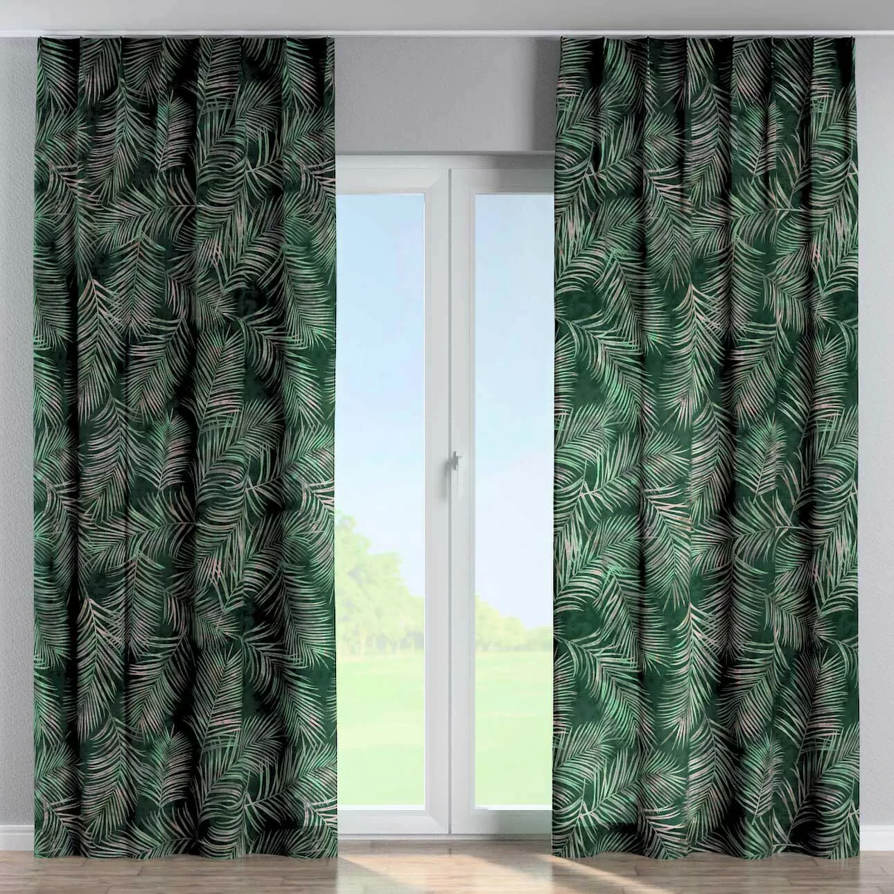 Vorhang mit flämischen 1-er Falten, waldgrün, Velvet (704-21) günstig online kaufen