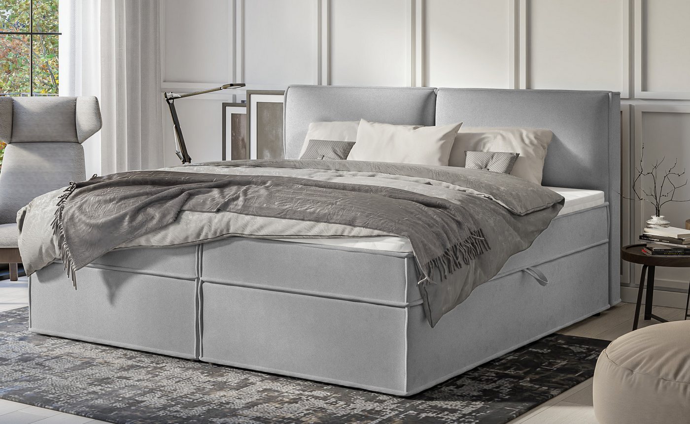 S-Style Möbel Boxspringbett Plaza mit Topper und Bettkästen aus Luxusmicrof günstig online kaufen