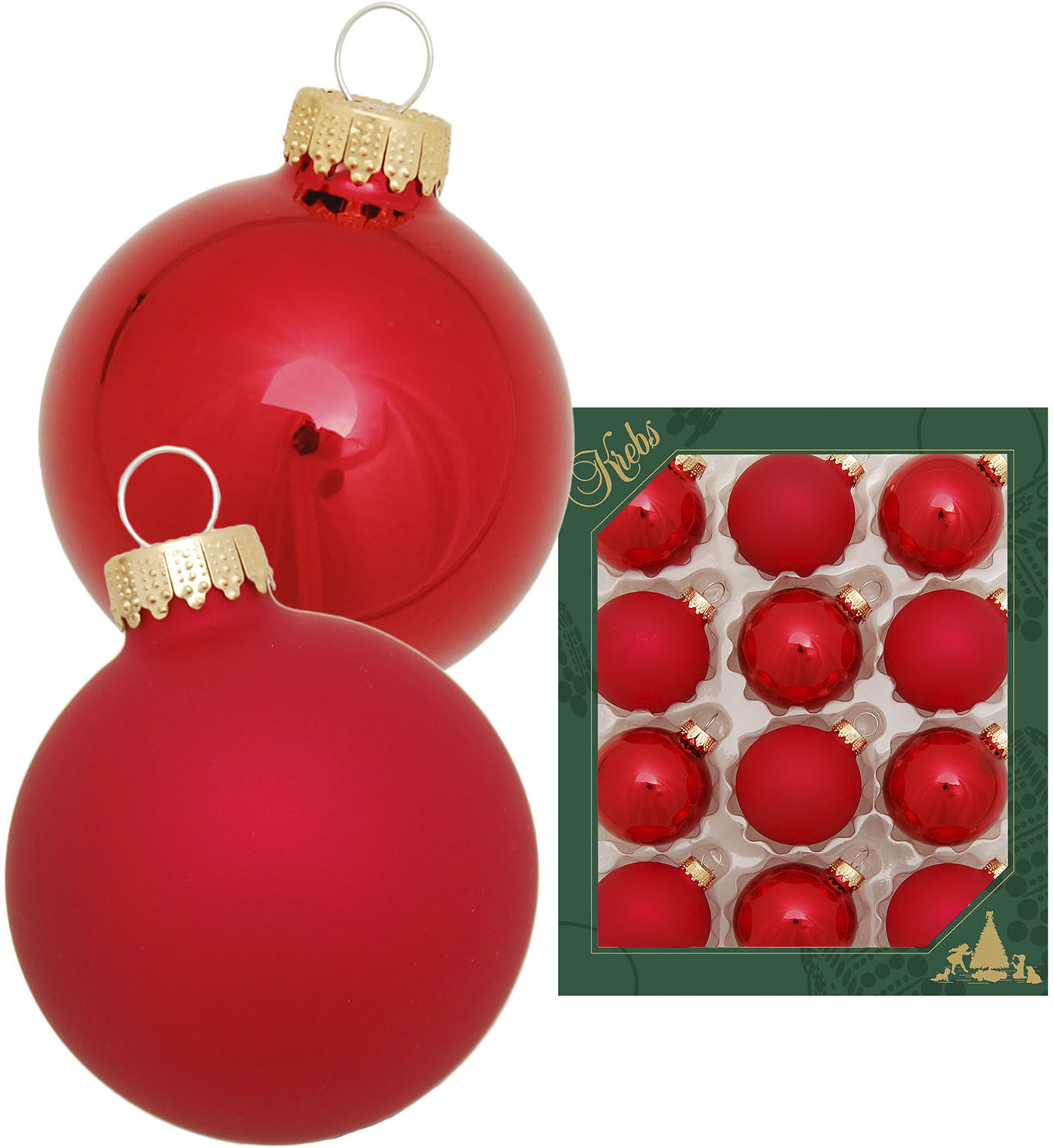 Krebs Glas Lauscha Weihnachtsbaumkugel "Glaskugelsortiment Rot Glanz/Satin, günstig online kaufen