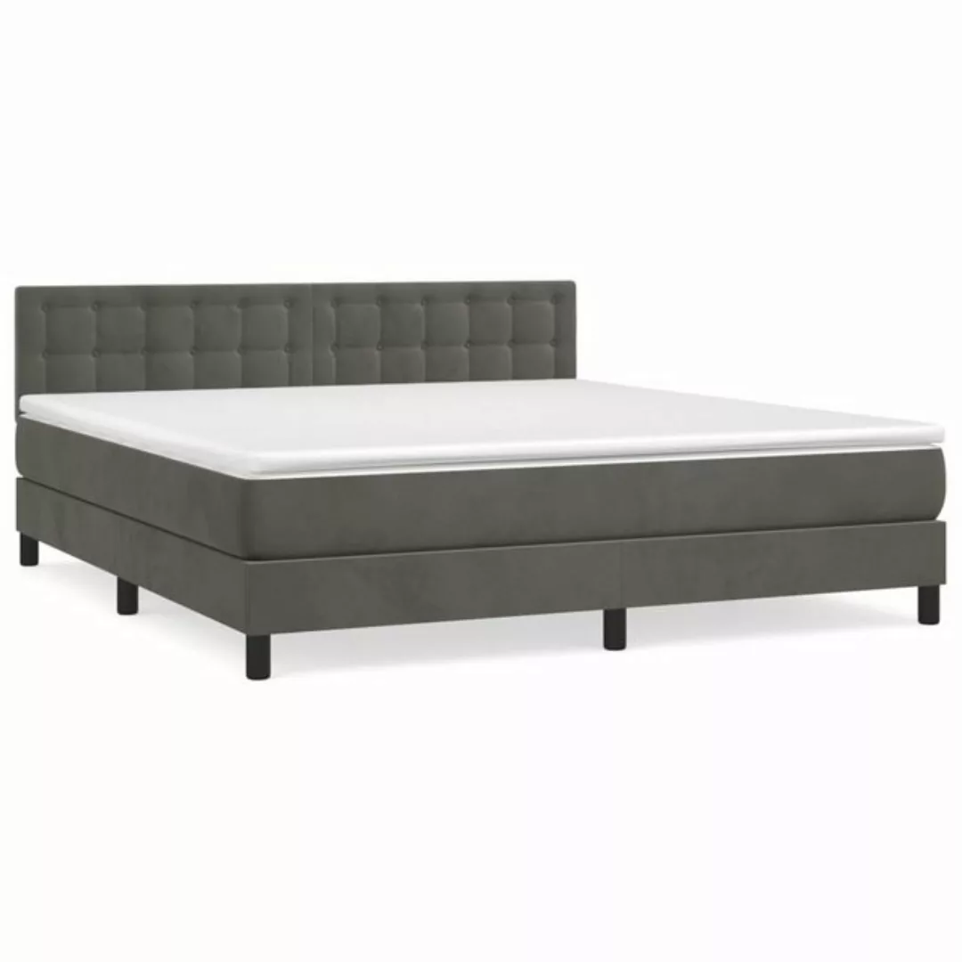 furnicato Bett Boxspringbett mit Matratze Dunkelgrau 160x200 cm Samt (1-tlg günstig online kaufen