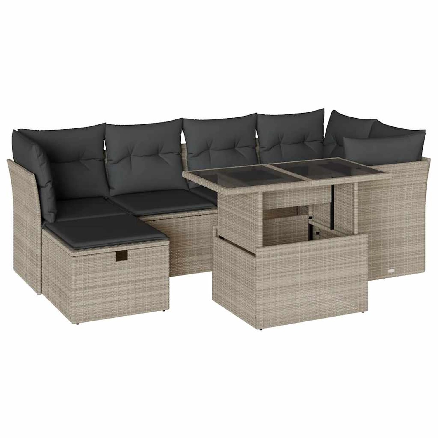 vidaXL 7-Tlg Garten-Sofagarnitur mit Kissen Hellgrau Poly Rattan 3274662 günstig online kaufen