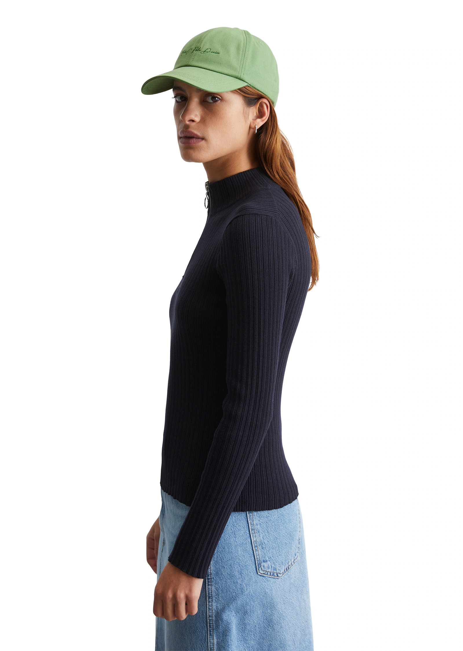 Marc O'Polo DENIM Stehkragenpullover aus Ripp-Jersey günstig online kaufen