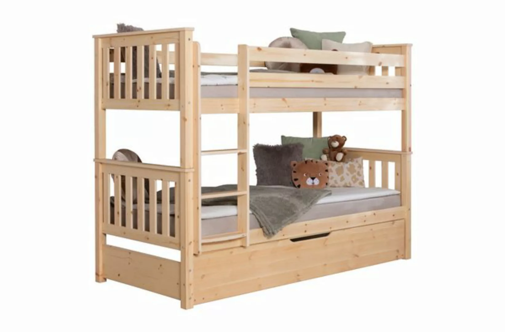 Ticaa Etagenbett Stockbett Sammy mit Bettkasten aus Kiefer Natur günstig online kaufen