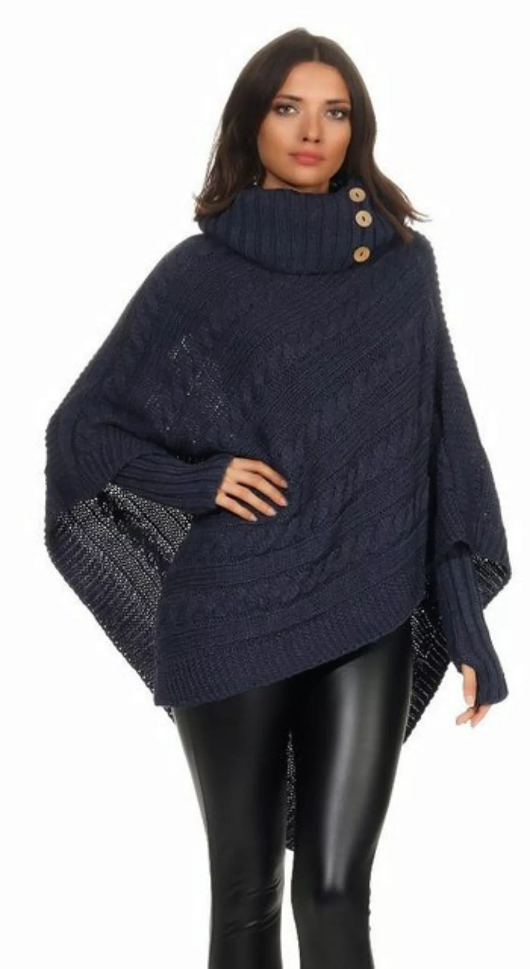 Mississhop Strickponcho Poncho Strick Sweatshirt Pullover Umhang Überwurf m günstig online kaufen