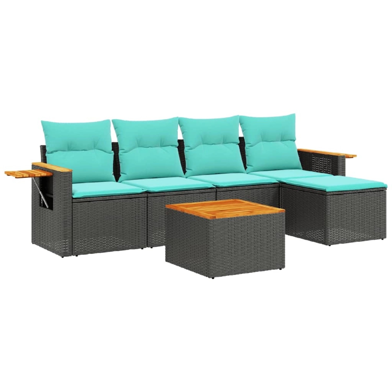 vidaXL 6-Tlg Garten-Sofagarnitur mit Kissen Schwarz Poly Rattan 3226764 günstig online kaufen