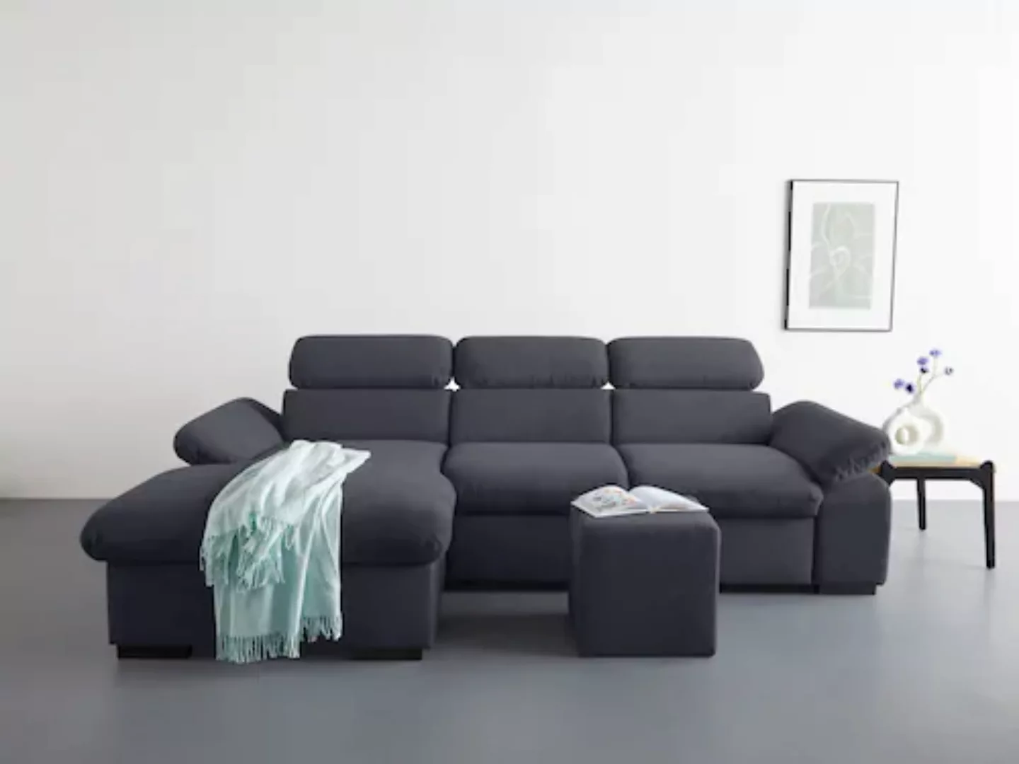 COTTA Ecksofa "Lola L-Form", (Set, mit Hocker), mit Hocker & Kopfteilfunkti günstig online kaufen