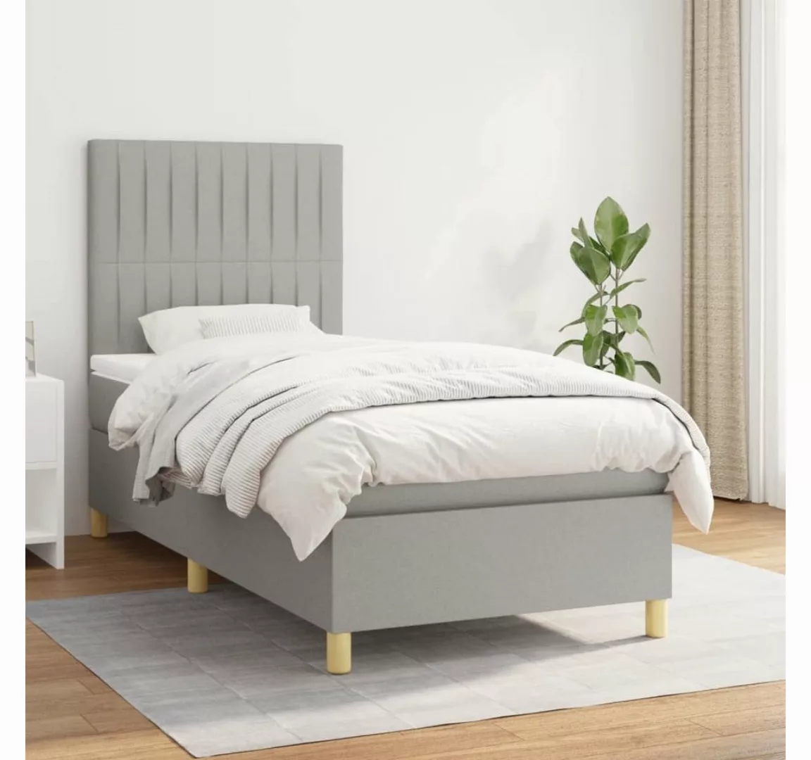 furnicato Bett Boxspringbett mit Matratze Hellgrau 100x200 cm Stoff günstig online kaufen