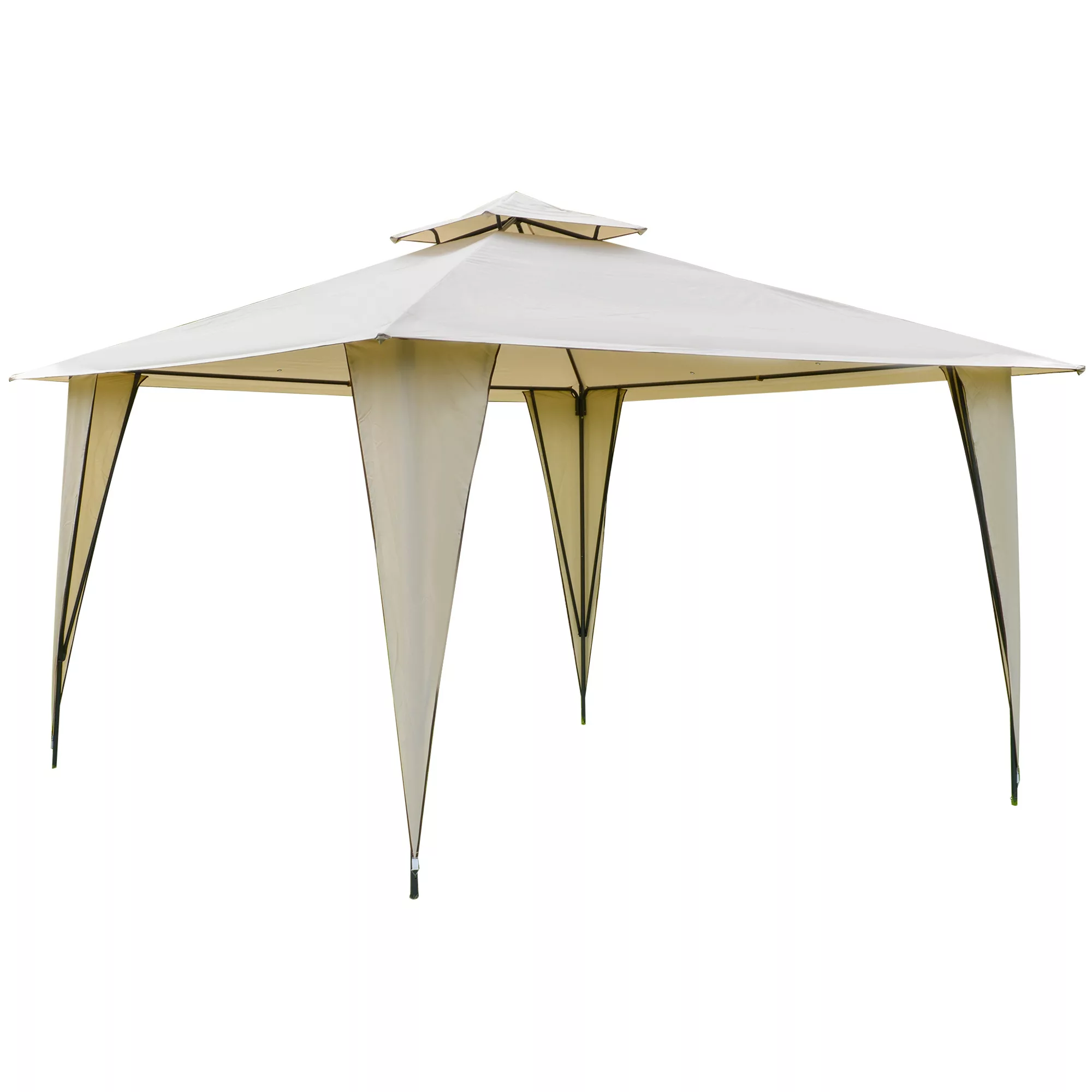 Outsunny Pavillon Partyzelt  mit Doppeldach, 3,45x3,45x2,68m, Metall, Polye günstig online kaufen