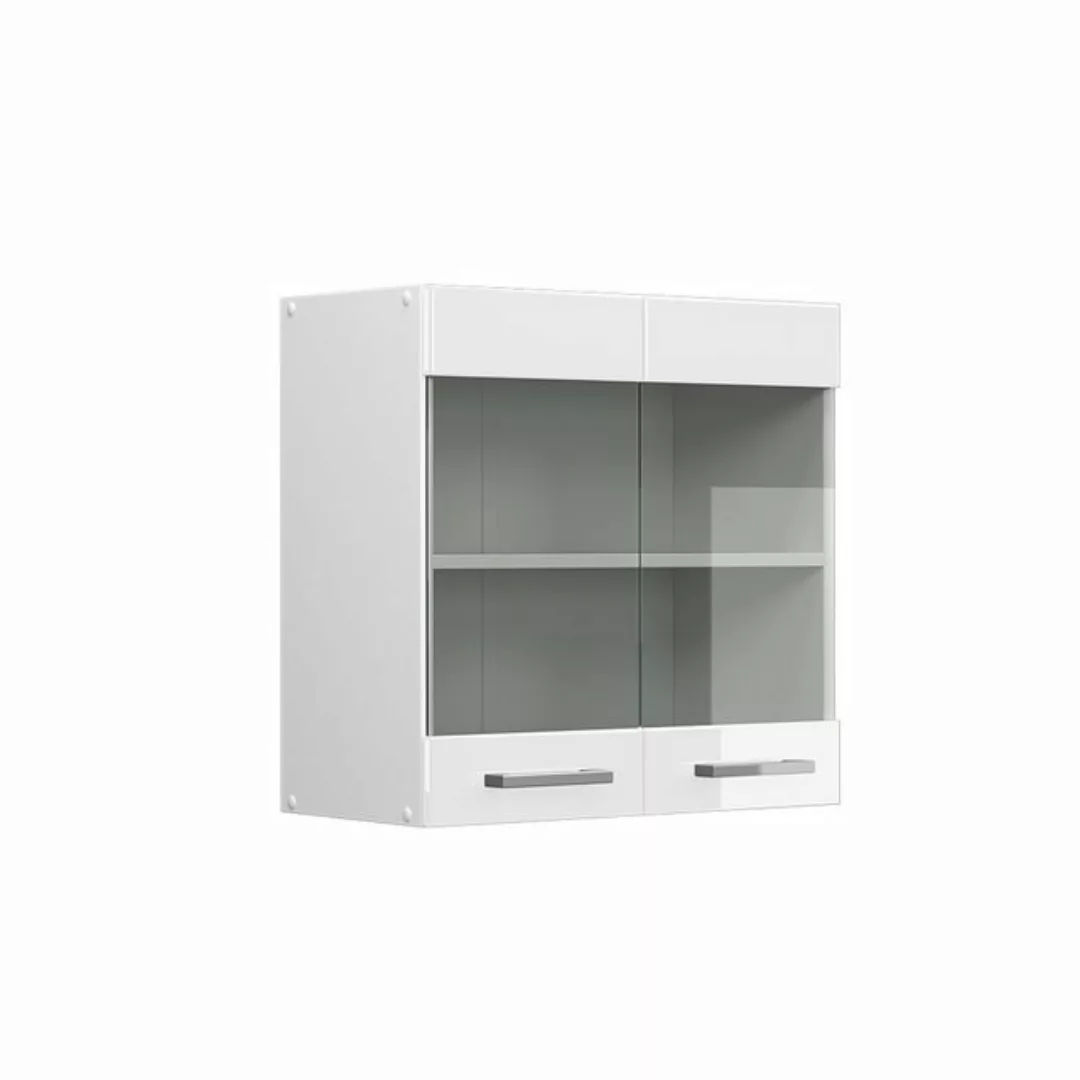 Vicco Schranksystem R-Line, Weiß Hochglanz/Weiß, 60 cm mit Glastüren günstig online kaufen