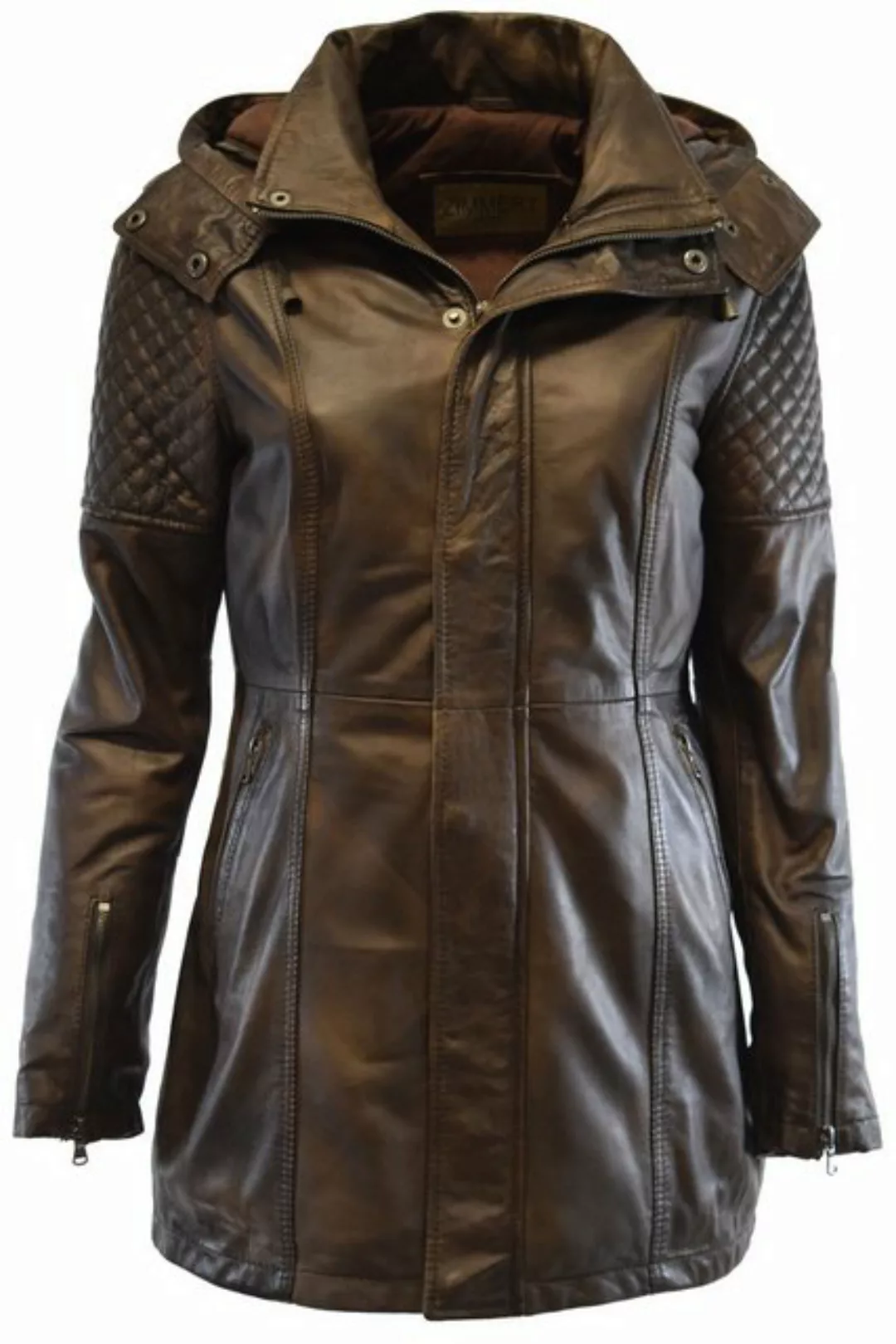 Zimmert Leather Lederjacke Marta washed, Mocca, Braun, Cognac, abnehmbare K günstig online kaufen