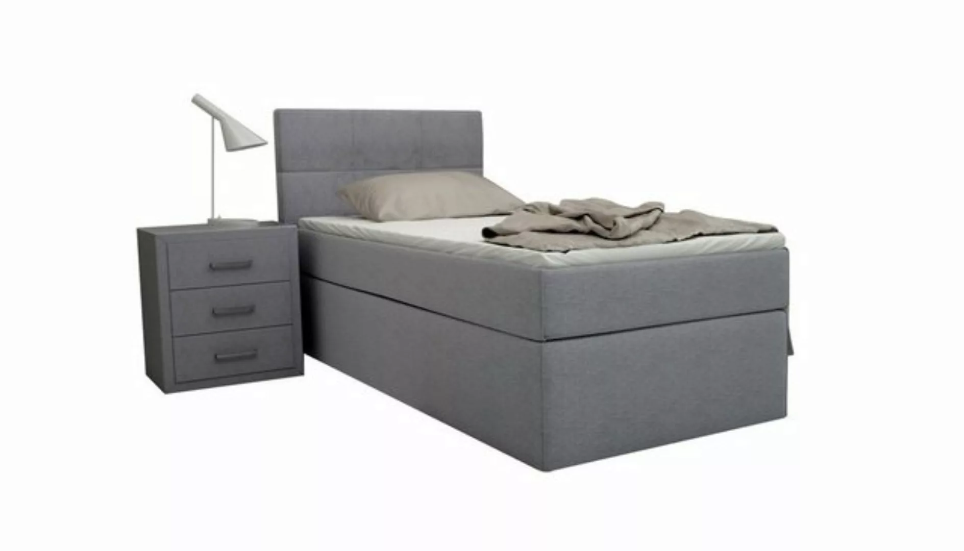 Möbelfreude Boxspringbett Boxspringbett Bea Beige/grau 220x220 cm H2/H3, Be günstig online kaufen