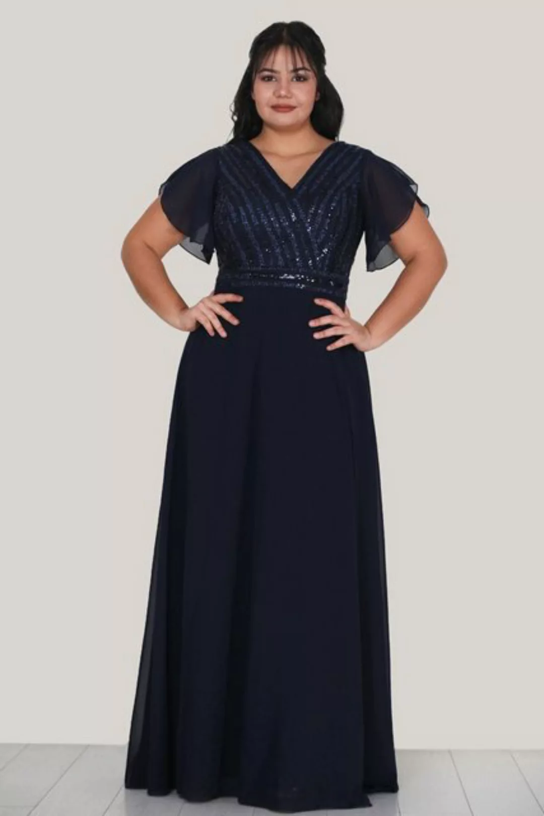Modabout Abendkleid Langes Abendkleid Maxikleid für große Größen- NELB0553D günstig online kaufen