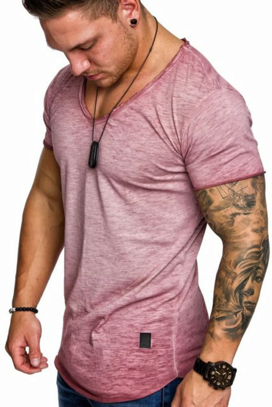 Amaci&Sons T-Shirt NYC Basic Oversize T-Shirt mit V-Ausschnitt Herren Overs günstig online kaufen