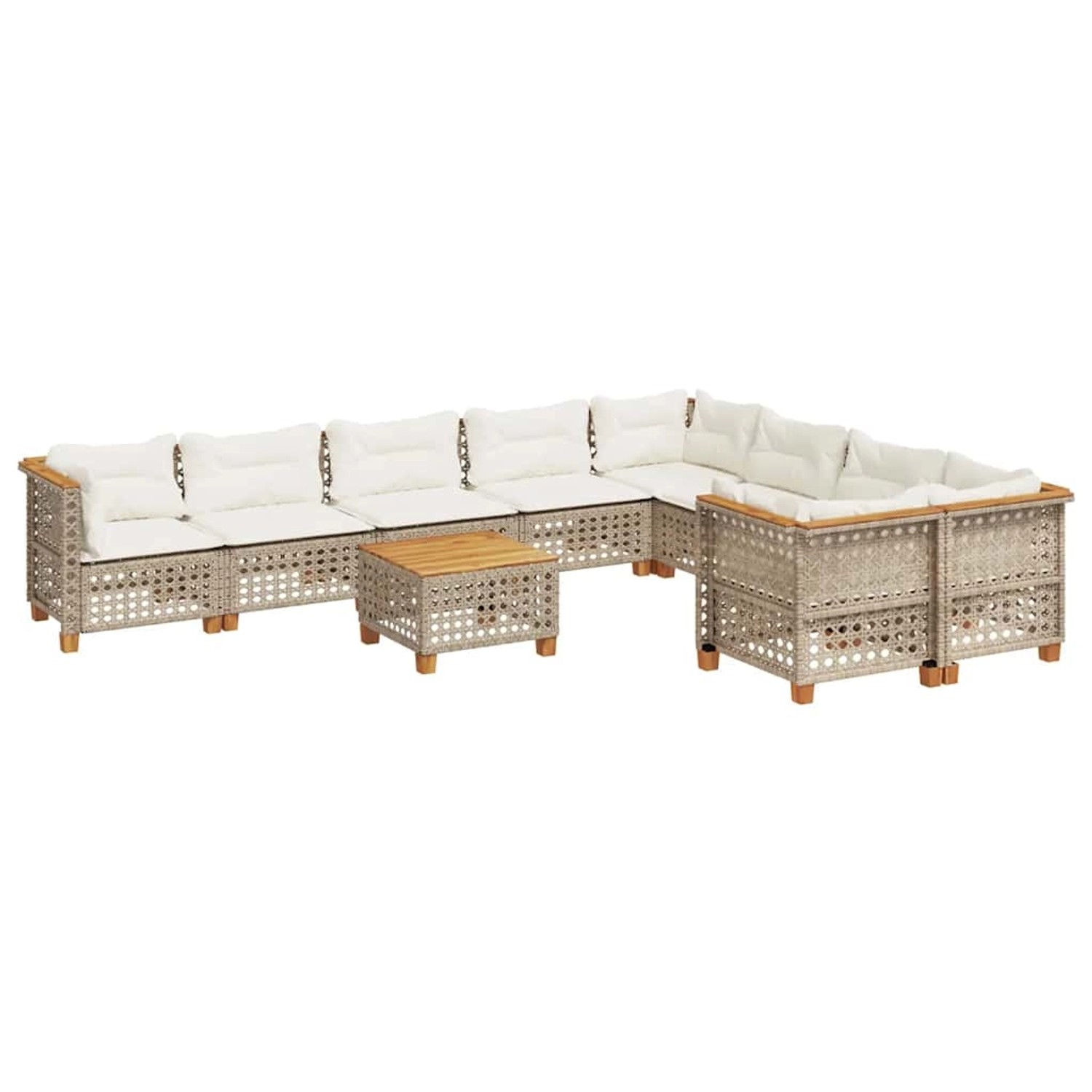 vidaXL 10-Tlg Garten-Sofagarnitur mit Kissen Beige Poly Rattan 3262012 günstig online kaufen
