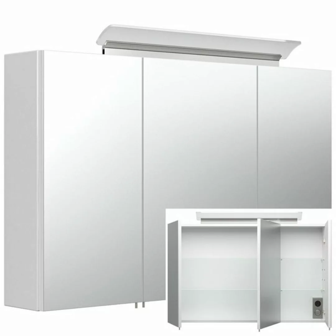 Lomadox Spiegelschrank ABUJA-02 LED- 100cm in Hochglanz weiß inkl. LED-Acry günstig online kaufen