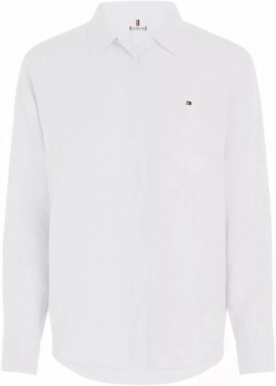 Tommy Hilfiger Hemdbluse LINEN RELAXED SHIRT LS mit Logostickerei auf der B günstig online kaufen