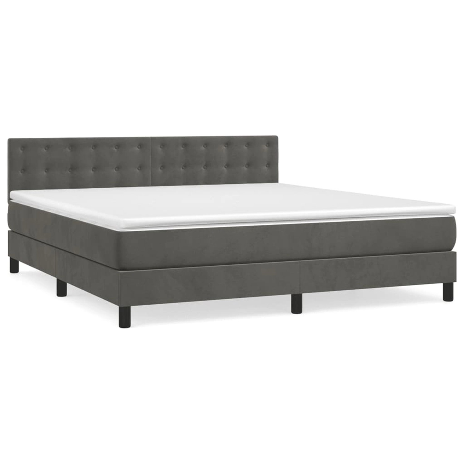 vidaXL Boxspringbett mit Matratze Dunkelgrau 180x200 cm Samt1368643 günstig online kaufen