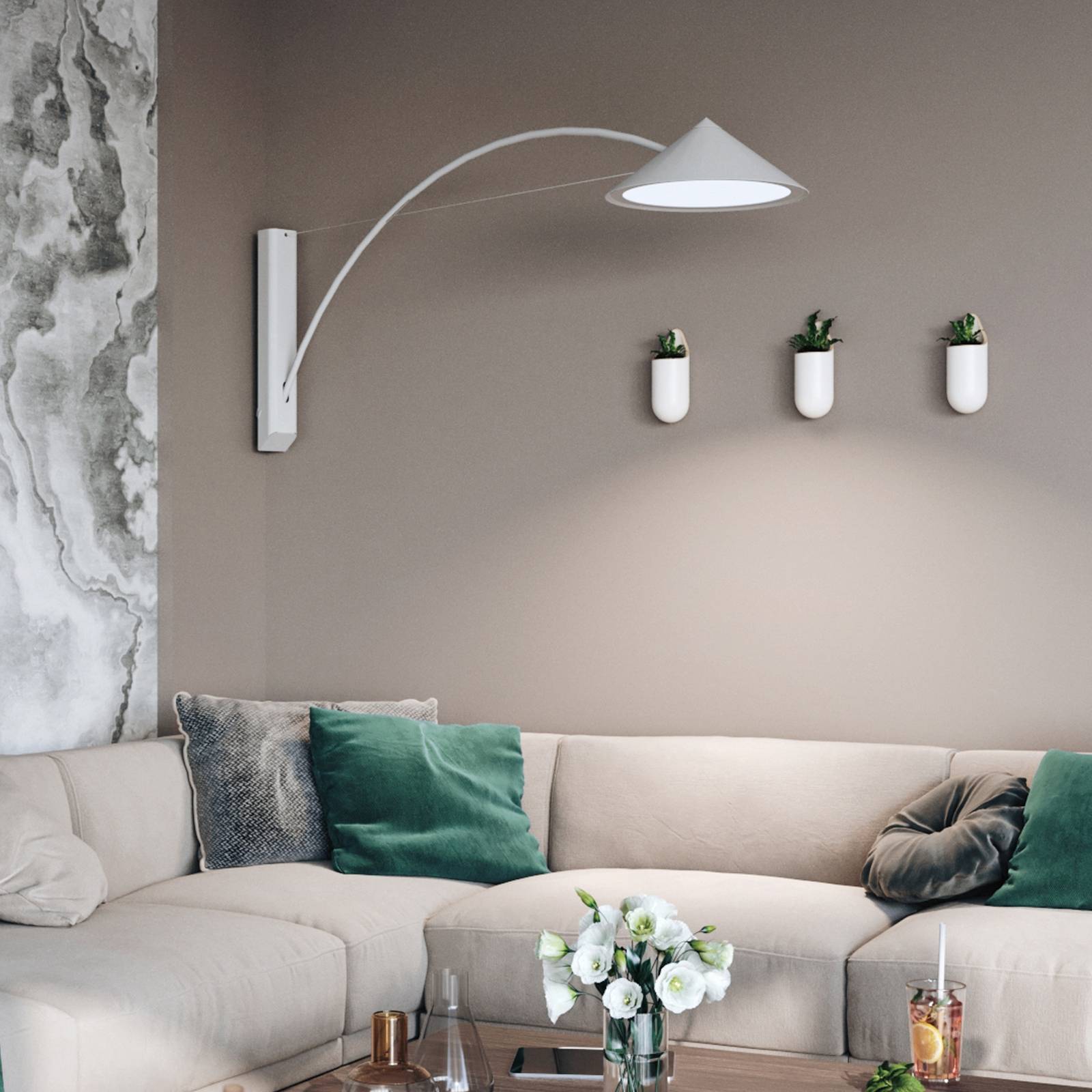 Prandina Flyer W5 LED-Wandleuchte, weiß, 3.000 K günstig online kaufen